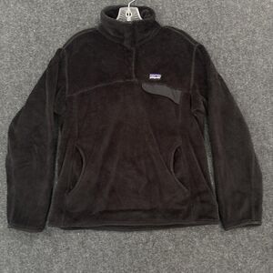 Patagonia Pullover Women's Small Black Fuzzy Re-Tool Snap-T Fleece High Pile
